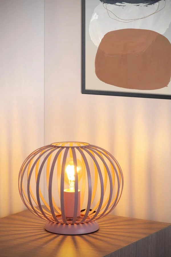 Lucide MERLINA - Tischlampe Kinderzimmer - Ø 25,5 cm - 1xE27 - Rosa - Ambiente 1